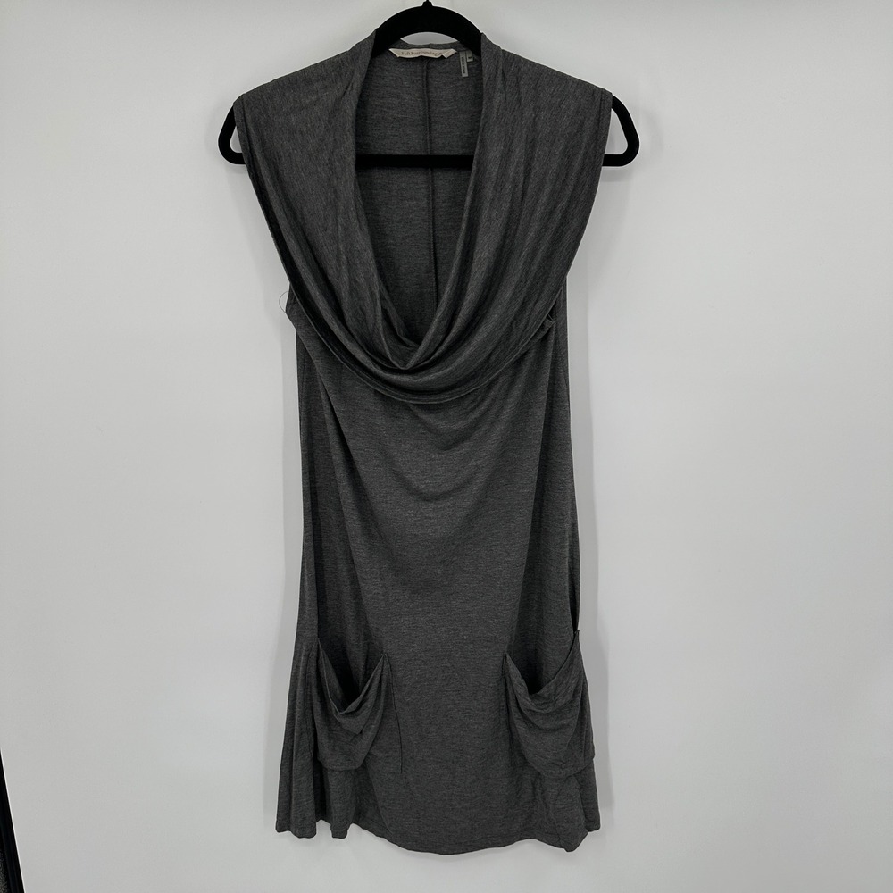 Soft Surroundings Grey Sleeveless Cowl Neck Dress Pockets Lagenlook Size Medium‎